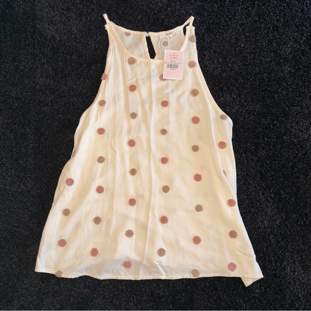 NWT Mine Cream Swiss Dot Tank Top Size Small Sleeveless Blouse